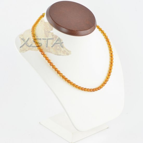Faceted Amber necklace polished cognac